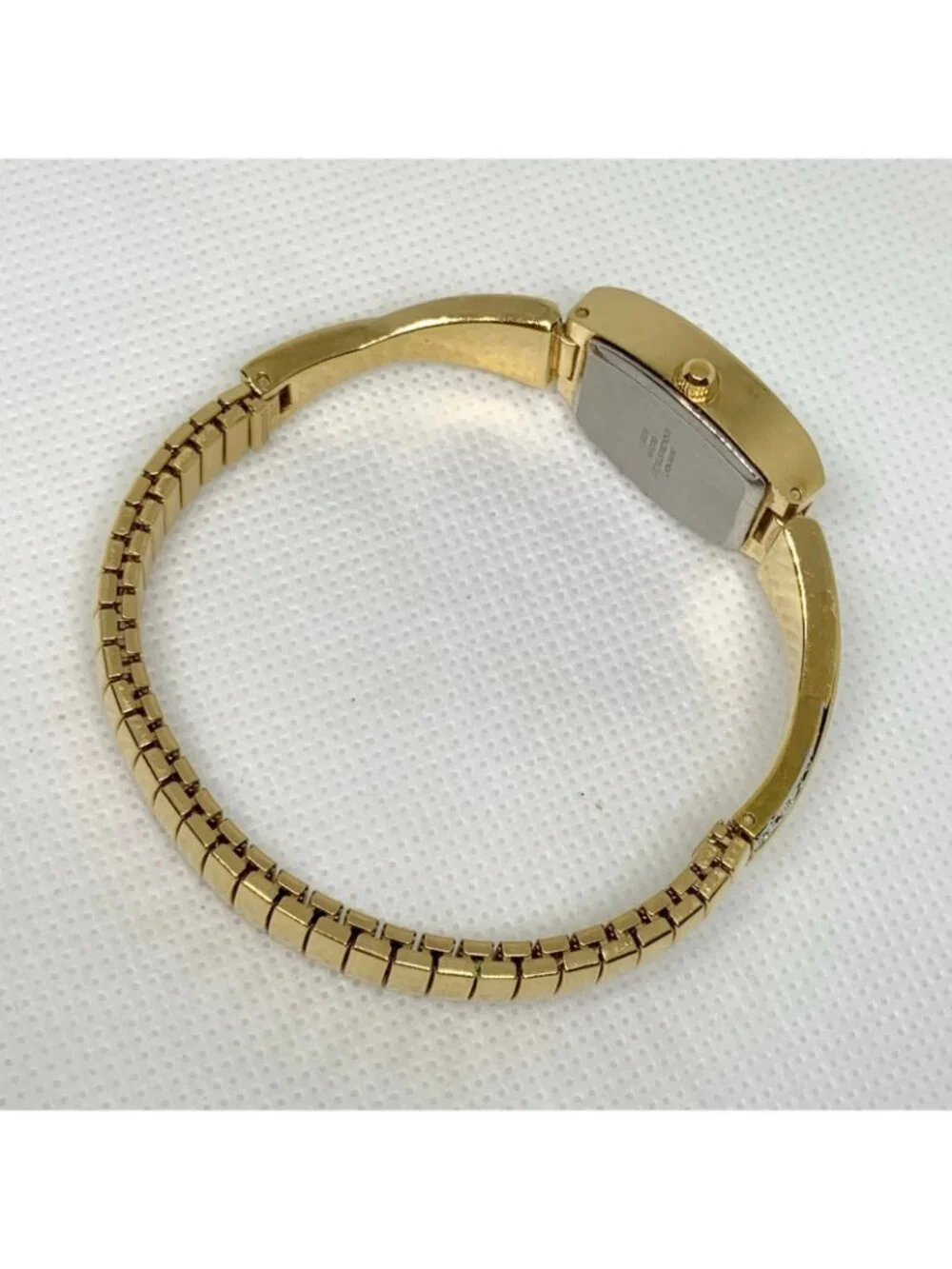 Gold tone women’s wrist watch quartz analog 18mm rhinestones running